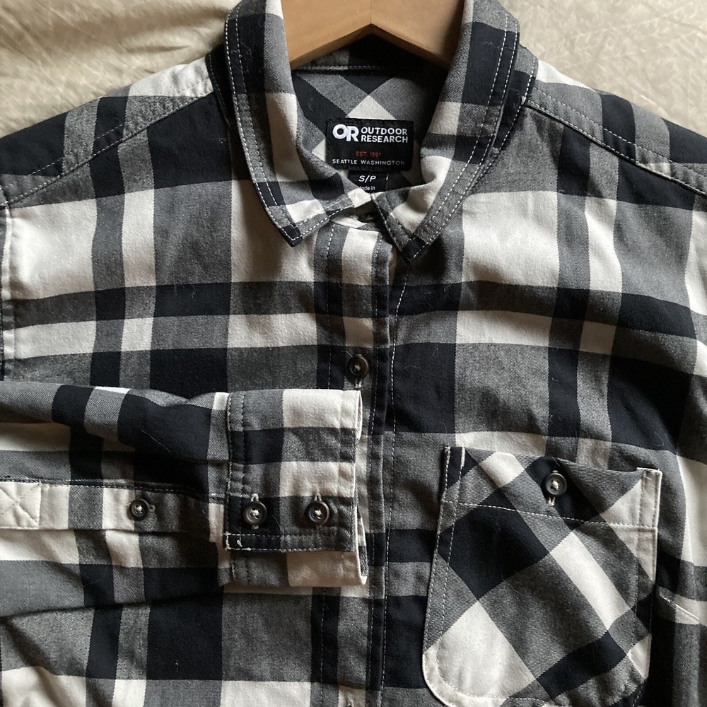 Outdoor Research Shirt Women Small Kulshan Flannel Tunic Button Up Plaid Pocket